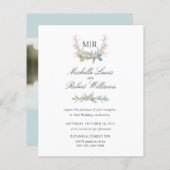 Chique Monogram Crest Goud blauw bloemenfoto bruil (Voorkant / Achterkant)