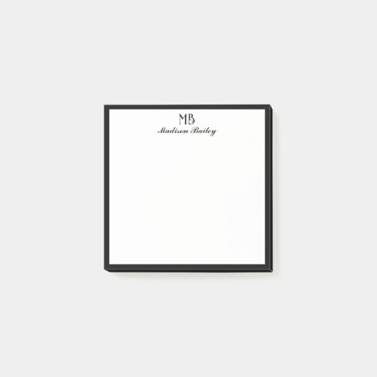 Chique Monogram Decoratieve Typografie | Zwarte ra Post-it® Notes (Voorkant)