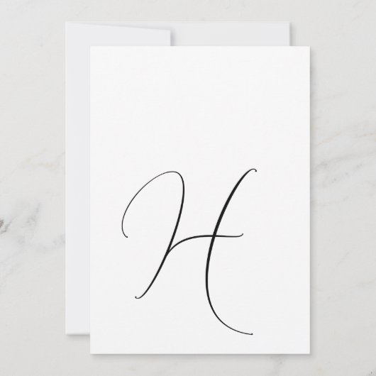 Chique Monogram Elegant Classic Zwart Wit Bruiloft Kaart (Achterkant)