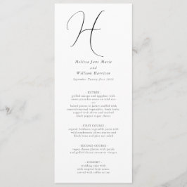 Chique Monogram Elegant Klassiek Zwart Wit Huwelij Menu