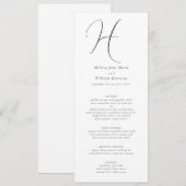 Chique Monogram Elegant Klassiek Zwart Wit Huwelij Menu (Voorkant / Achterkant)