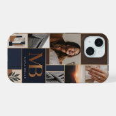 Chique Monogram Foto Collage Hoesje iPhone 15 Case (Achterkant horizontaal)