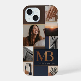 Chique Monogram Foto Collage Hoesje iPhone 15 Case