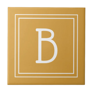 Chique monogram gele en witte initiaal tegeltje