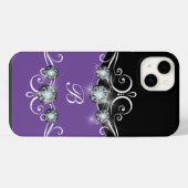Chique Monogram Glinsterende Bling iPhone Hoesje (Achterkant horizontaal)