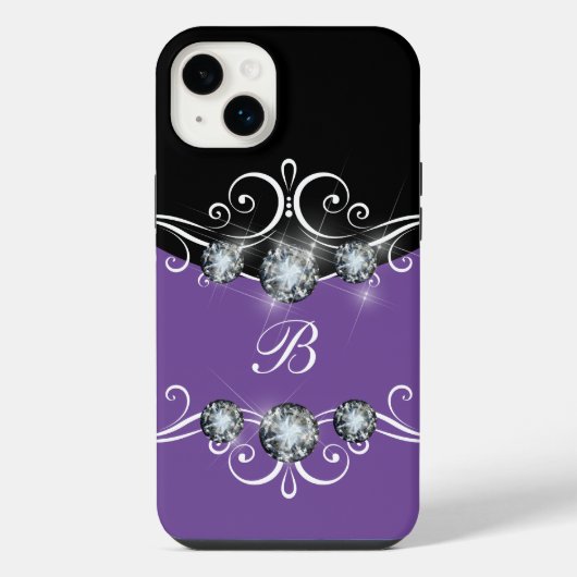 Chique Monogram Glinsterende Bling iPhone Hoesje (Achterkant)