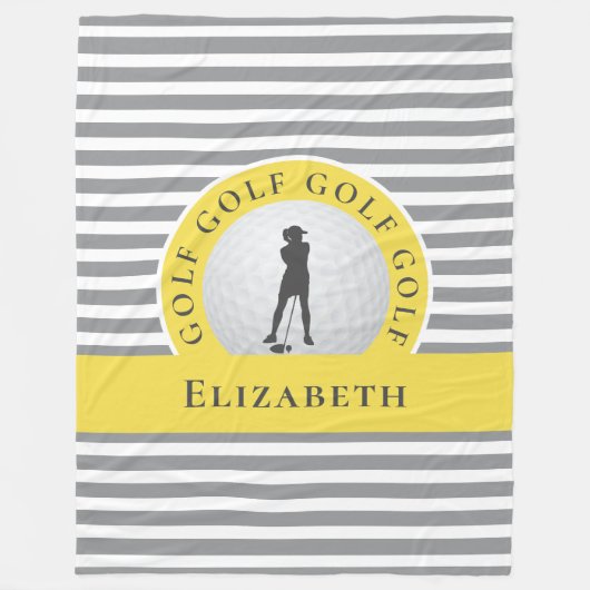 Chique monogram golfer grijze strepen voor haar fleece deken (Voorkant)