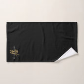 Chique Monogram Gouden Script Naam Zwart Bad Handdoek (Handdoek)