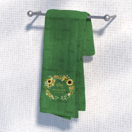 Chique monogram initiaal modern boerderijgroen bad handdoek