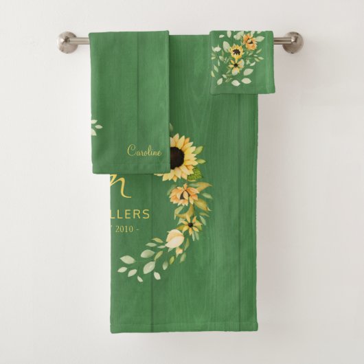 Chique monogram initiaal modern boerderijgroen bad handdoek (Insitu)