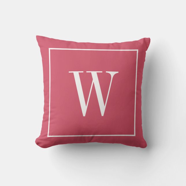 Chique Monogram Initiaal Stijlvolle Aangepaste Roz Kussen (Voorkant)