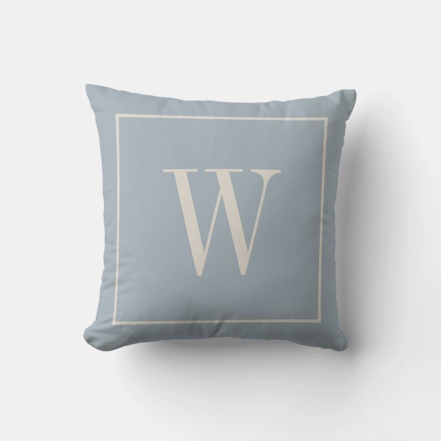 Chique Monogram Initiaal Zachte Farmhouse Blauw &  Kussen (Voorkant)