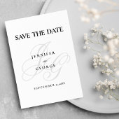 Chique monogram initialen zwart wit Save The Date