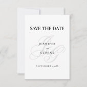 Chique monogram initialen zwart wit Save The Date (Voorkant)