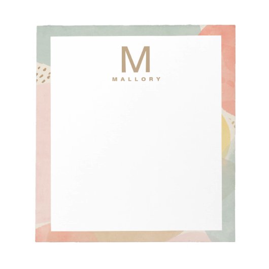 Chique Monogram Kleurrijke Abstracte Vormen Notitieblok (Voorkant)