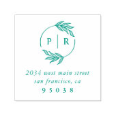 Chique Monogram krans bruiloft retour adres Zelfinktende Stempel (Design)