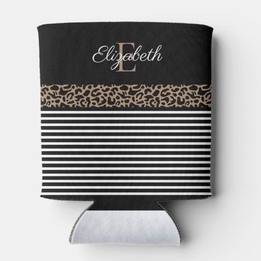 Chique monogram Leopard Print Mok Blikjeskoeler (Achterkant)