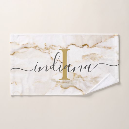Chique Monogram Marmer Look Maatwerk Handdoek (Handdoek)