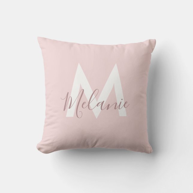 chique Monogram Minimalistisch modern blush roze Kussen (Voorkant)