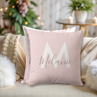 chique Monogram Minimalistisch modern blush roze Kussen