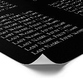 Chique Monogram Modern Zwart Bruiloft Zittingkaart Poster (Hoek)