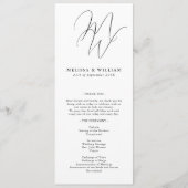 Chique Monogram Moderne Beginletters Witte Trouwda Programmakaart (Voorkant)