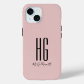 Chique Monogram Naam Dusty Blush Roze Case-Mate iPhone Case (Achterkant)