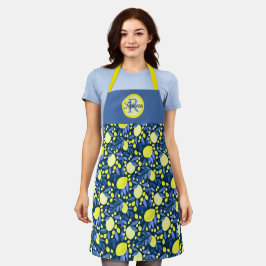 Chique Monogram Naam Landelijke Citrus Citroen Bla Schort