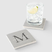 Chique monogram namen script huwdatum grijs stenen onderzetter (Zijkant)