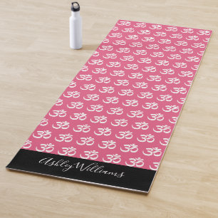 Chique Monogram OM Symbool Patroon Roze Zwart Yogamat