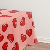 Chique monogram rood hart blauw bloem op roze tafelkleed (Voorbeeld)
