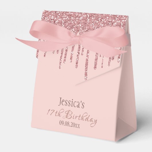 Chique Monogram Roos Gouden Glitter Drips Bedankdoosjes (Voorkant Zijde)