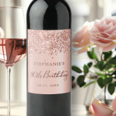 Chique Monogram Roos Goudfolie Glitter 90ste Verja Wijn Etiket
