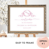 Chique Monogram Roze en Wit Bruiloft Welkomstbord Poster