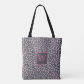 Chique Monogram Roze Grijs Luipaardprint Patroon Tote Bag (Achterkant)