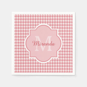 Chique Monogram Roze Honden Tand Met Naam Servetten