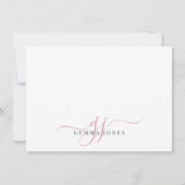 Chique Monogram Roze Script in initialen, Notitiekaartje (Voorkant)