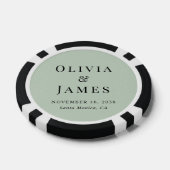 Chique Monogram Saliegroen Trouwen Poker Chips (Enkel)