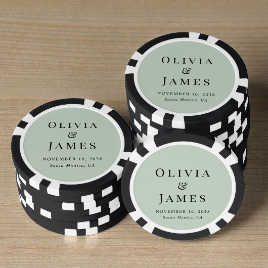 Chique Monogram Saliegroen Trouwen Poker Chips