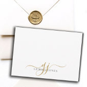 Chique Monogram Script Initialen Goud Zwart Op Wit Notitiekaartje