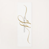 Chique Monogram Script Initialen Goud Zwart Op Wit Yogamat (Voorkant)