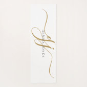 Chique Monogram Script Initialen Goud Zwart Op Wit Yogamat (Achterkant)