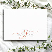 Chique Monogram Terracotta Script Initialen, Notitiekaartje