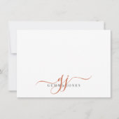 Chique Monogram Terracotta Script Initialen, Notitiekaartje (Voorkant)