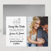 Chique Monogram Trouwringen Bewaar of Verwissel de Save The Date (Voorkant / Achterkant)