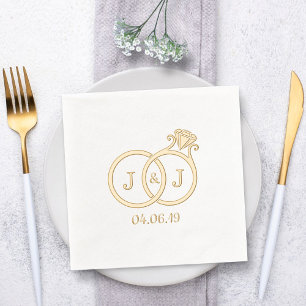 Chique Monogram trouwringen Folie Servetten