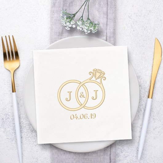 Chique Monogram trouwringen Folie Servetten