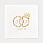 Chique Monogram trouwringen Folie Servetten (Voorkant)