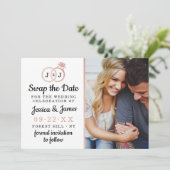 Chique Monogram Trouwringen Save Or Swap De Datum Save The Date (Staand voorkant)