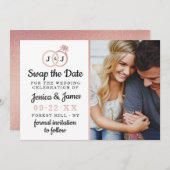 Chique Monogram Trouwringen Save Or Swap De Datum Save The Date (Voorkant / Achterkant)